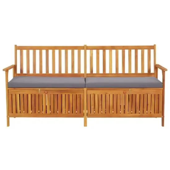vidaXL Bench Black Solid Acacia wood 67 in Storage Bench Rectangular image {8}