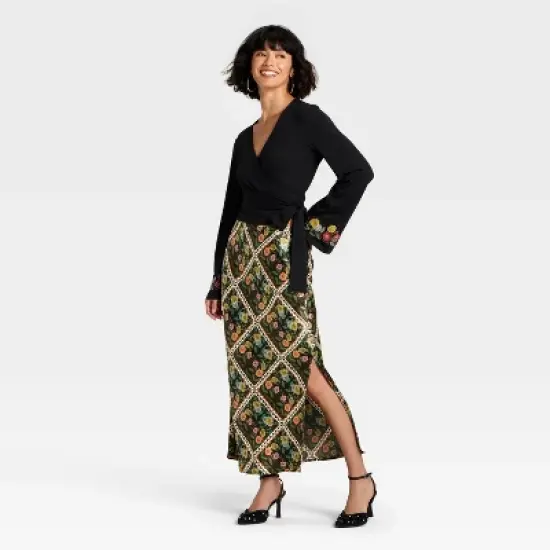 Latino Heritage Month Women's Maxi Skirt - Black Floral image {2}