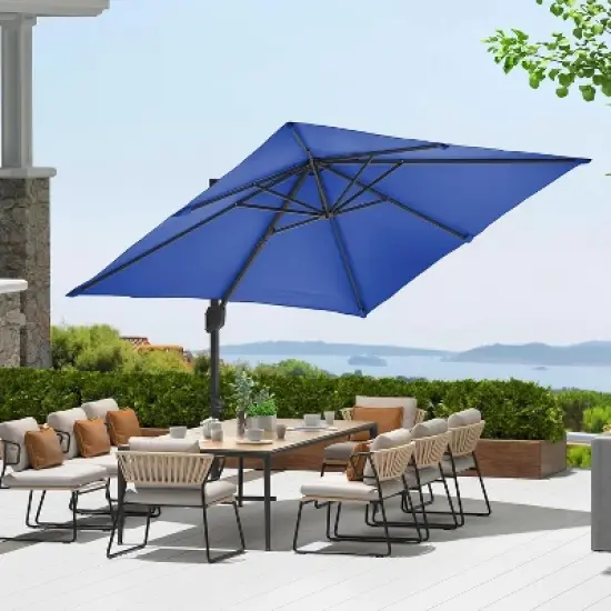 10ftx10ft Cantilever Patio Umbrella with Base,umbrella outdoor patio,360 Rotation outdoor umbrella with Stand for Deck,Pool,Backyard image {8}