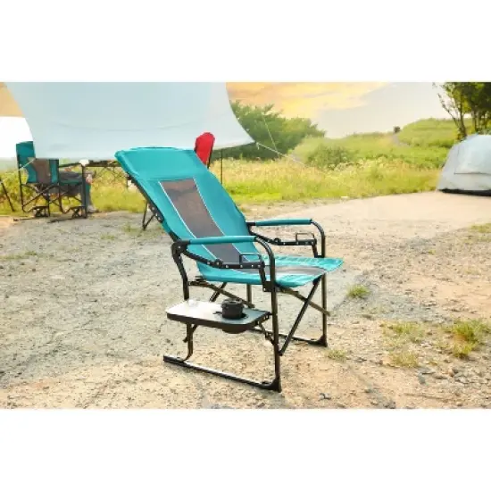 PAGED Oversized Portable Folding Chair Heavy Duty Lawn Chair with Side Table and Pocket for Camping, Beach, Party, Picnics, Fishing image {3}