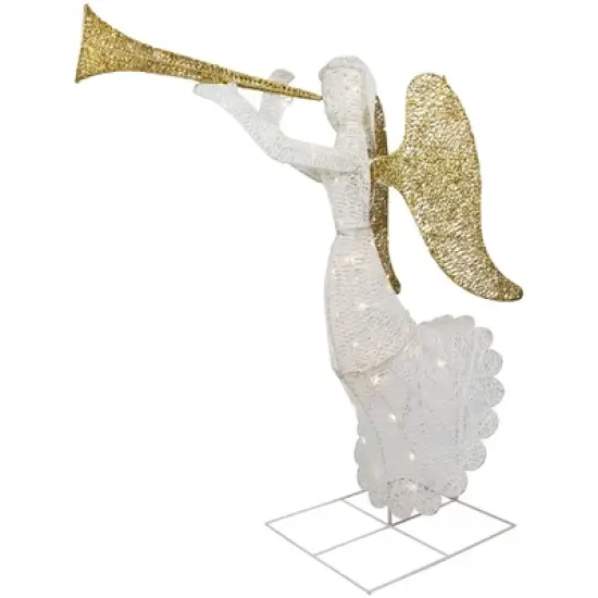Northlight 48" LED Lighted Gold and Silver Trumpeting Angel Outdoor Christmas Outdoor Decoration image {3}