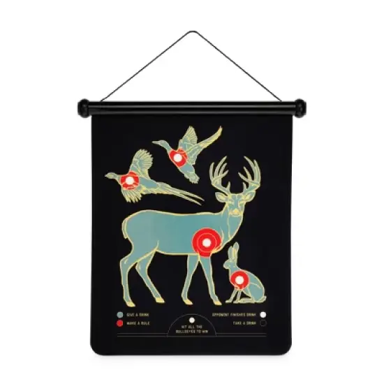 Foster & Rye Double Sided Games Set with Magnetic Dart Board and Hunting Target Bullseye Drinking Game, Hang Anywhere, Includes 6 Darts image {3}