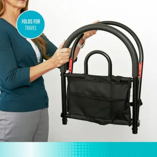 Stander Bed Rail Advantage Traveler, Folding Bed Handle for Seniors, Black image {2}