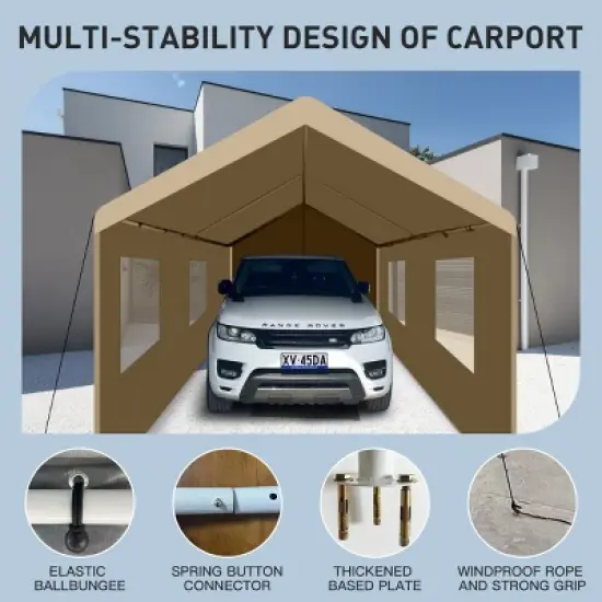 Coolbibila 10'&times;20' Carport, Heavy Duty Portable Car Tent, Storage Sheds Outdoor image {5}