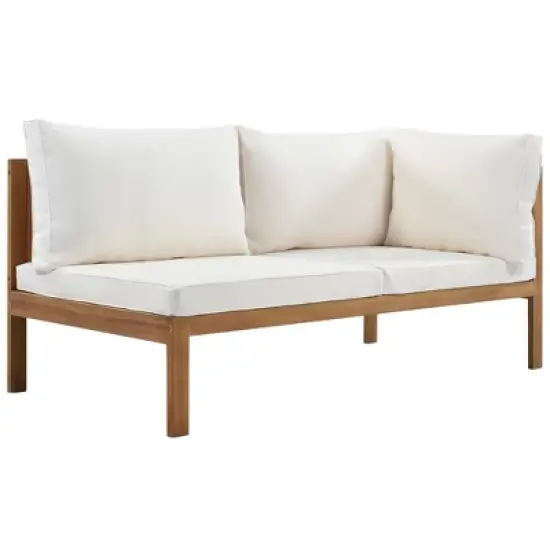 4-Pieces Outdoor Acacia Wood L-Shaped Sectional Sofa Set with Coffee Table image {6}