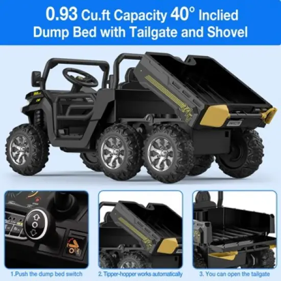 Garvee 24 Volt Ride on Toys, 6 Wheels 2 Seater Electric Ride on UTV Cars for Big Kids, Ride on Dump Truck, 4*4 Motors, USB, Remote Control image {3}