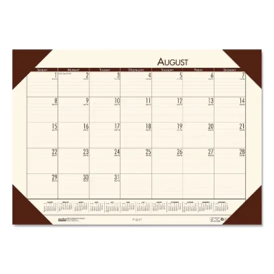 EcoTones Recycled Academic Desk Pad Calendar, 18.5 x 13, Cream Sheets, Brown Corners, 12-Month (Aug to July): 2025 to 2026 image {4}