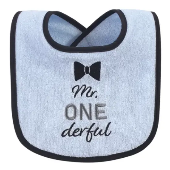 Hudson Baby Infant Boy Cotton Terry Drooler Bibs with Fiber Filling 10pk, Holiday Boy Onederful, One Size image {10}