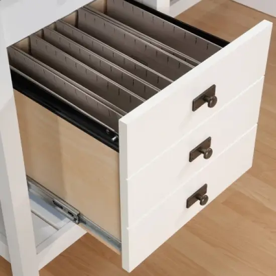 Cottage Road L-Shaped Desk with Oak Finished Top Soft White - Sauder image {3}
