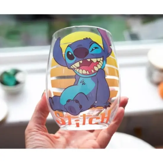 Silver Buffalo Disney Lilo & Stitch Stemless Wine Glass | Holds 20 Ounces image {1}