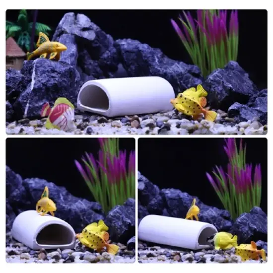 Unique Bargains Ceramic Aquarium Hideaway Rock Cave Fish Tank Decoration White 4.72"x2.32"x1.57" image {3}