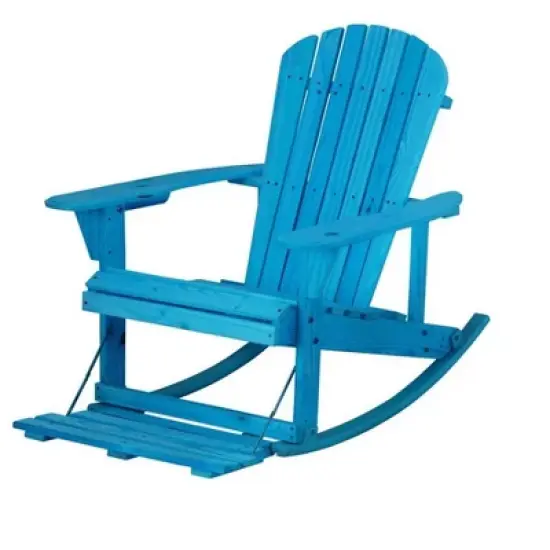 Jiallo Zero Gravity Collection Sky Blue Adirondack Rocking Chair with Built-in Footrest image {5}