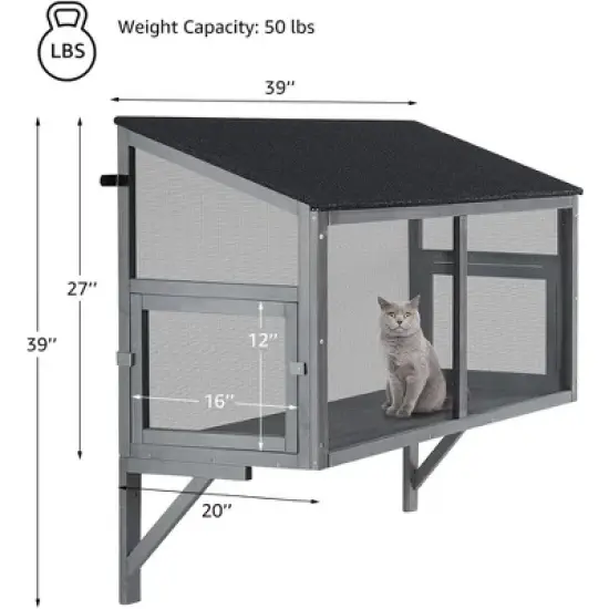 unipaws Wooden Cat Window Catio &ndash; Expandable Outdoor Enclosure for Indoor Cats image {4}