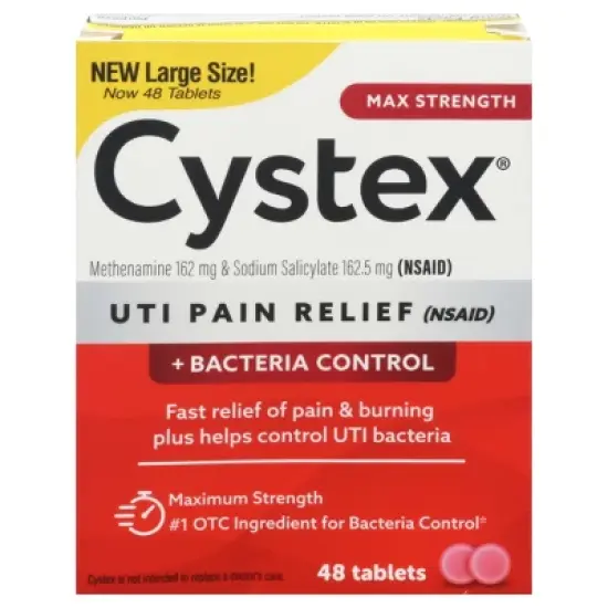 Cystex +UTI Bacteria Control Dual Action Pain Relief 48 Tablets image {7}