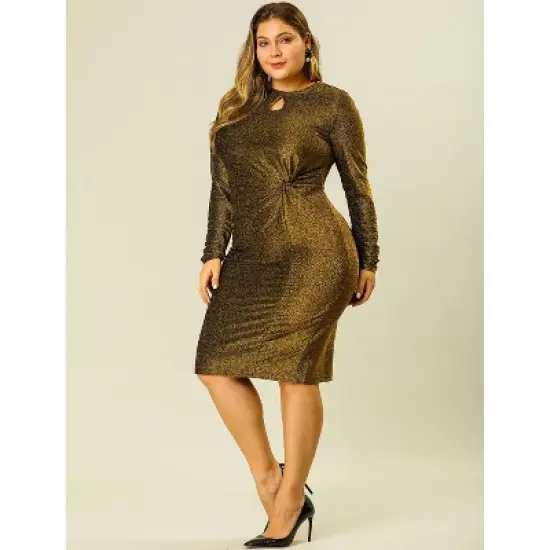 Agnes Orinda Women's Plus Size Party Glitter Cocktail Sequin Midi Bodycon Dress image {2}