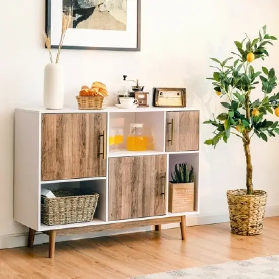 Costway Sideboard Storage Cabinet w/Storage Compartments Buffet TV Stand Coffee image {1}