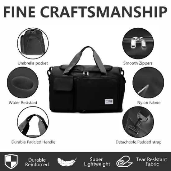 30L Duffle Bag with Shoes Compartment, Travel Duffel Bags Carry on Weekender Backpack for Men Women, Travel Bag Water Repellent & Tear Resistant image {6}