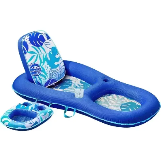Joyfy Pool Float Adult, Inflatable Pool Floaties Lounger with Adjustable Backrest, 2-in-1 Convertible Water Recliner Chair/Bed with Cup Holders image {6}