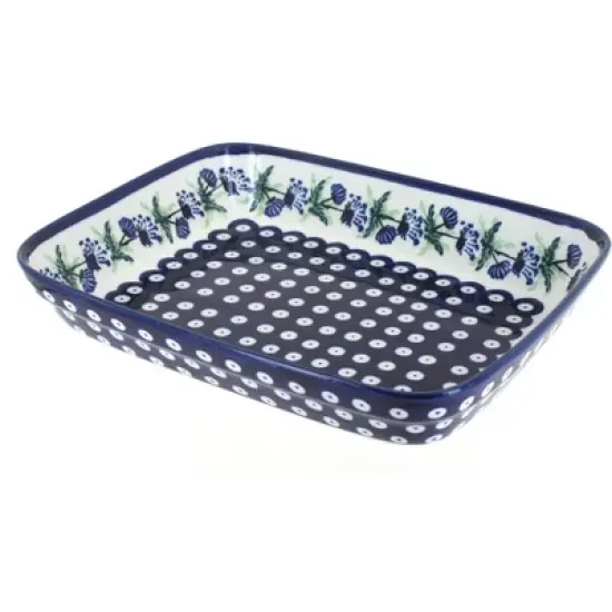 Blue Rose Polish Pottery 370 Zaklady Small Rectangular Baker image {8}