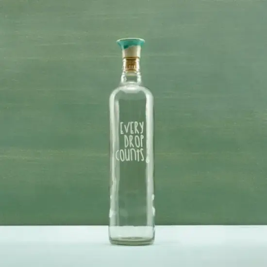 Drop Glass Water Bottle with Ceramic Stopper-750 ML image {5}