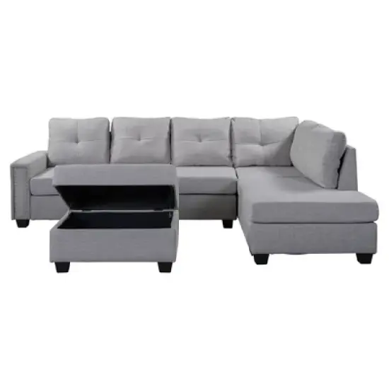 108" Reversible L-Shape Sectional Sofa Couch with Storage Ottoman-ModernLuxe image {4}
