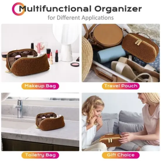 Byootique Plush Makeup Bag Open Flat Travel Toiletry Accessories Case Organizer image {4}
