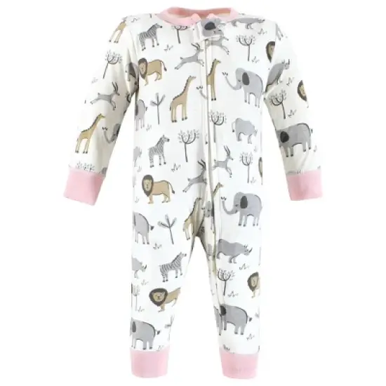 Hudson Baby Infant Girl Cotton Sleep and Play, Safari Leopard image {2}