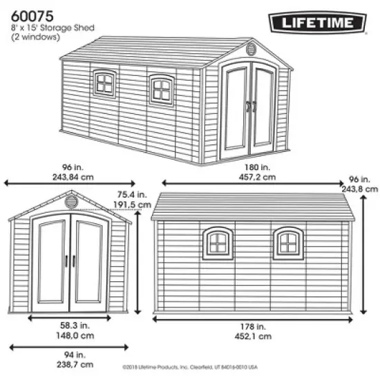 Lifetime 8 ft. x 15 ft. Outdoor Storage Shed, Desert Sand (60075) image {9}