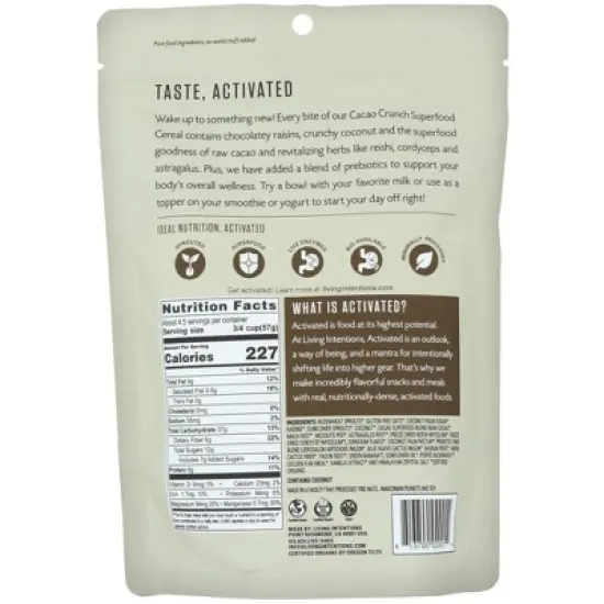 Living Intentions Activated Cacao Crunch Superfood Cereal - Case of 6/9 oz image {2}