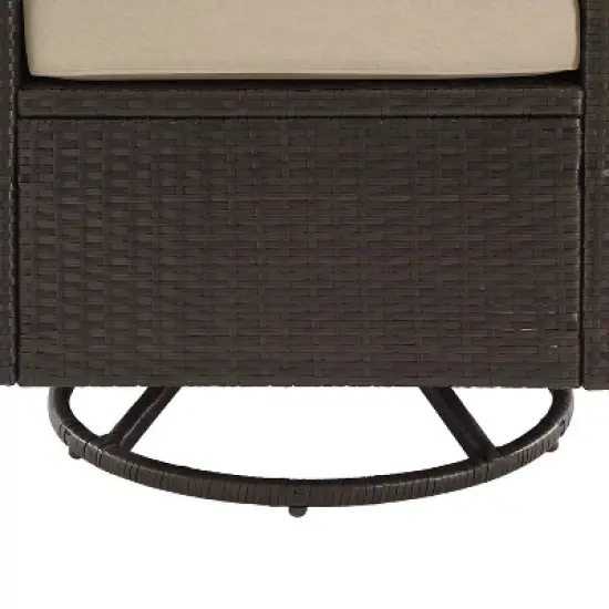 Palm Harbor 5pc Outdoor Wicker Conversation Set with Fire Table - Sand - Crosley image {8}