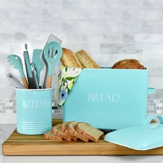 Outshine Co Large Kitchen Utensil Holder and Farmhouse Decor with Matching Salt and Pepper Shakers image {1}