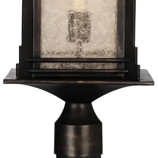 Franklin Iron Works Farmhouse Rustic Mission Outdoor Post Light Fixture Walnut Bronze Dimmable LED 37 1/2" Frosted Cream Glass for Exterior Barn Deck image {3}