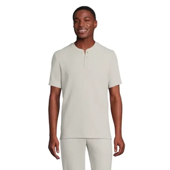 Lands' End Men's Waffle Short Sleeve Pajama Henley image {6}