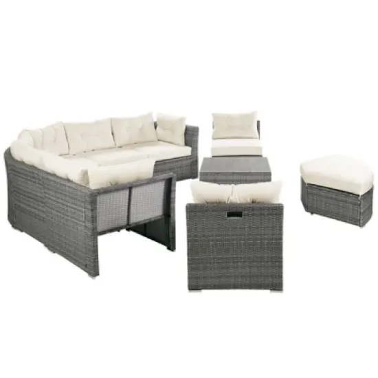 9-Piece Outdoor Patio Sectional Sofa Set with Coffee Table, Free Combination image {11}