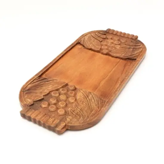 SEVOBAL Serving Platters Handmade Teak Wood Cheese and Bread Board with Asymmetrical Modern Design for Cakes, Appetizers, Brown, 29.5"*14"*1.5" image {2}