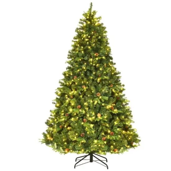 Costway 7Ft/7.5FT/8FT Pre-Lit Christmas Tree Hinged 460/540/600 Lights image {9}