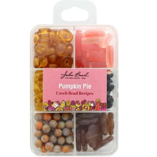 John Bead Recipe Box Mixed Glass Beads Pumpkin Pie, 110g image {1}