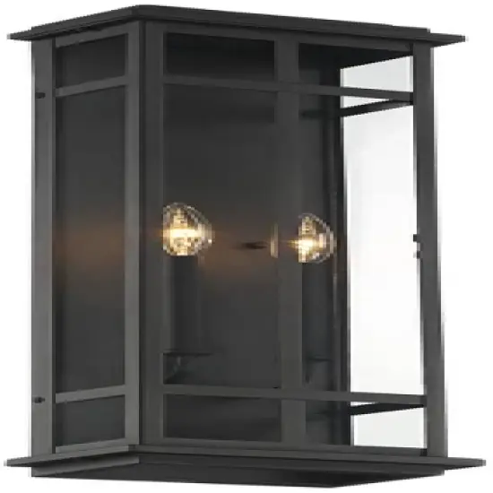 Possini Euro Design Metrix Modern Industrial Outdoor Wall Light Fixture Black Metal 26" Clear Glass for Post Exterior Barn Deck House Porch Yard Patio image {4}