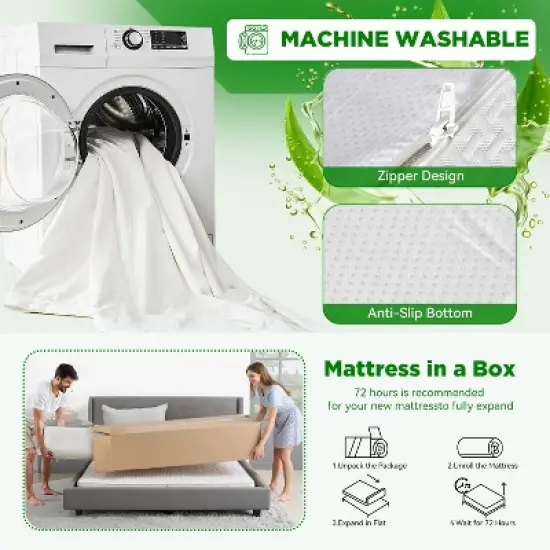 BestMassage 5 Inch Green Tea Memory Foam Mattress Cooling Gel Infused Mattress image {5}