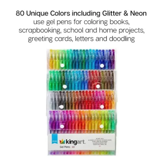 KINGART Gel Pens, Soft Grip, 80 Glitter Colors image {4}
