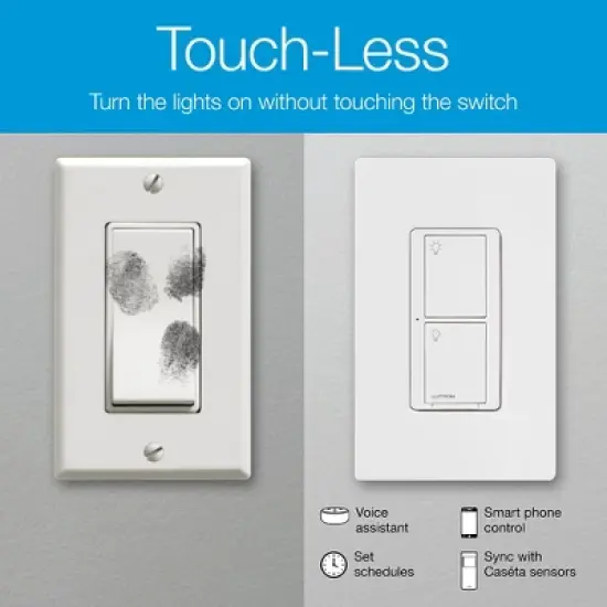 Lutron Caseta Deluxe Smart Switch Kit with Caseta Smart Hub | Neutral Wire Required | P-BDG-PKG2WS-WH | White image {3}