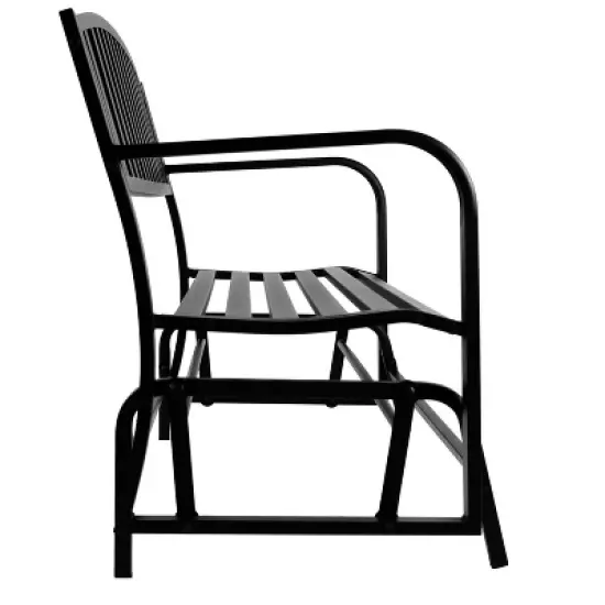 Sunnydaze 50" 2-Person Metal Outdoor Glider Bench, Black image {5}