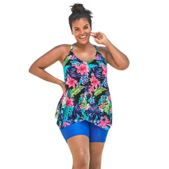 Swim 365 Women&rsquo;s Plus Size Longer Length Mesh Tankini Top image {11}