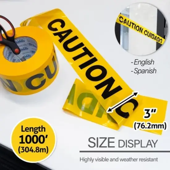 BAZIC Products&reg; CAUTION Barricade Tape, Yellow, 3" x 1000' image {1}