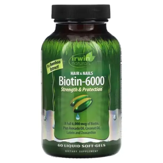 Irwin Naturals Biotin-6000 , 60 Liquid Soft-Gels image {4}