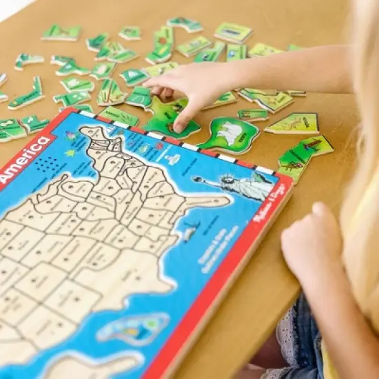 Melissa & Doug USA Map Sound Puzzle - Wooden Peg Puzzle With Sound Effects (40pc) image {5}