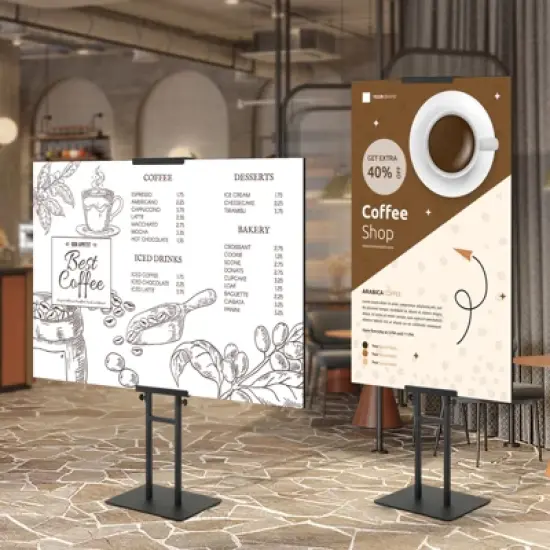 VEVOR Poster Stand, Adjustable Height Up to 75", Double-Sided Heavy Duty Pedestal Sign Holder, Floor Standing Sign Holder Banner Stand, Black image {1}