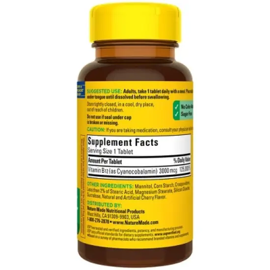 Nature Made Vitamin B12 Sublingual 3000 mcg, Energy Metabolism Support Lozenges - 40ct image {1}