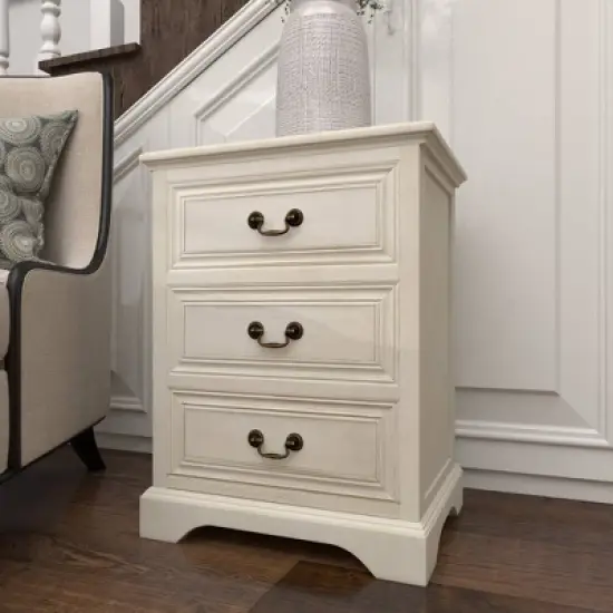 Wood 3 Stack Nightstand Antique Ivory - Olivia & May image {13}