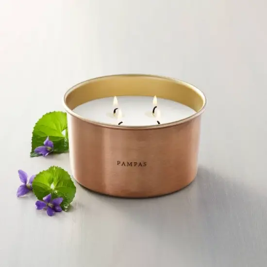 Lidded Metal Pampas 4-Wick Jar Candle Brass Finish 20oz - Hearth & Hand&trade; with Magnolia image {1}